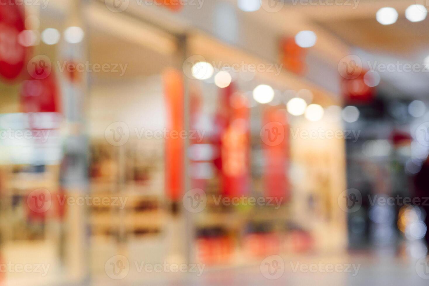 abstract Blurred background Customer shopping at department store with bokeh light. photo