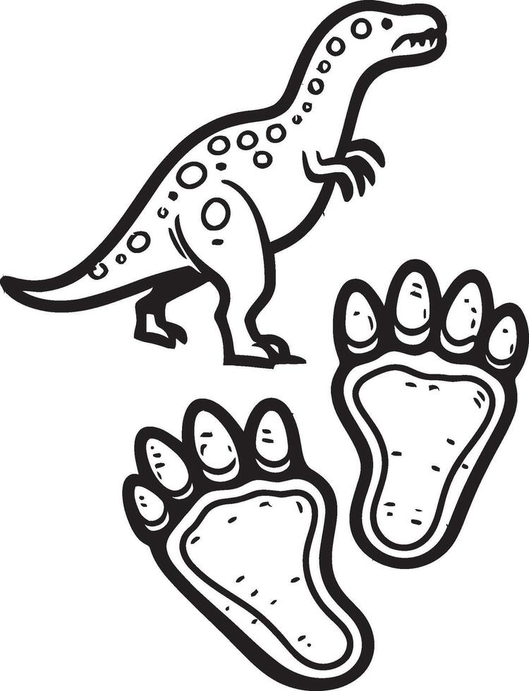 Dinosaur footprints and footprints coloring pages vector
