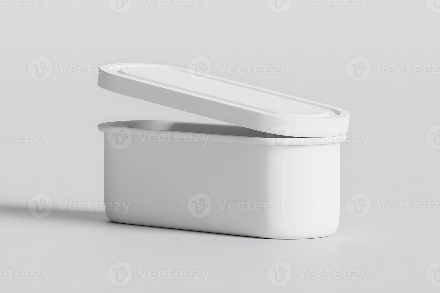 White plastic box for your design and logo. It's easy to change colors. Mock Up. photo