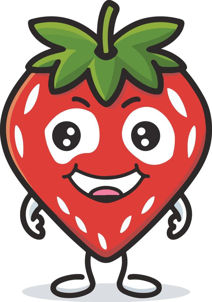 A sticker that has a strawberry that says happy face vector