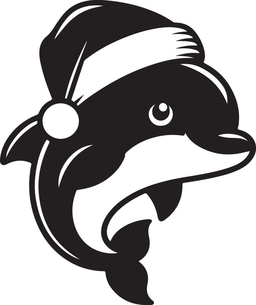 A black and white image of a dolphin and the word whale vector