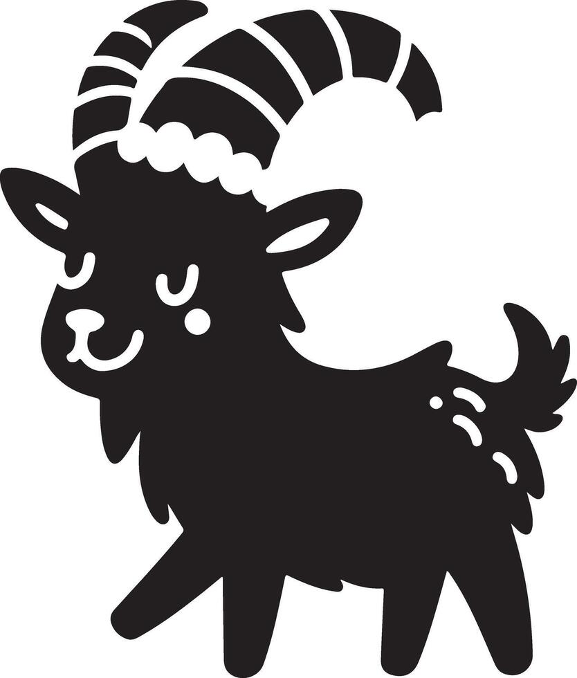 Black goat standing on two legs vector