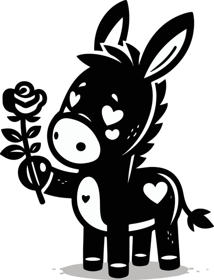 A black and white drawing of a donkey vector