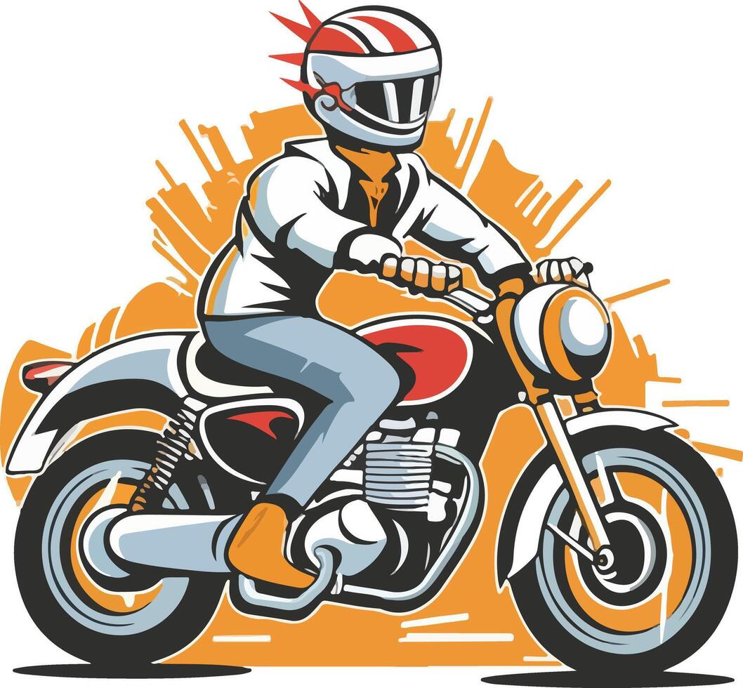 Motorcyclist in Helmet on Sports Motorcycle Logo Emblem vector