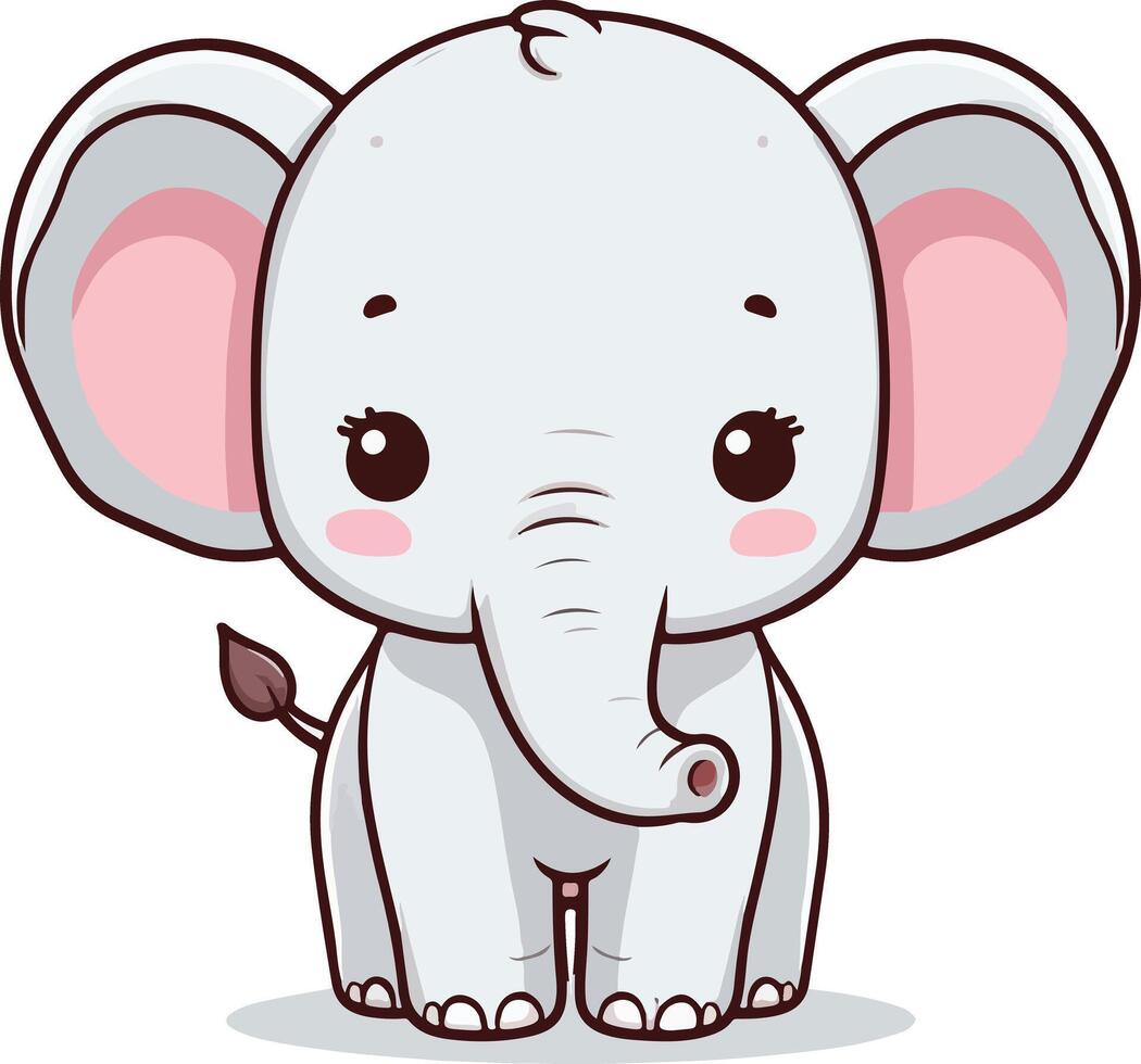 Cartoon Illustration of a Gray Elephant with Orange Accen vector