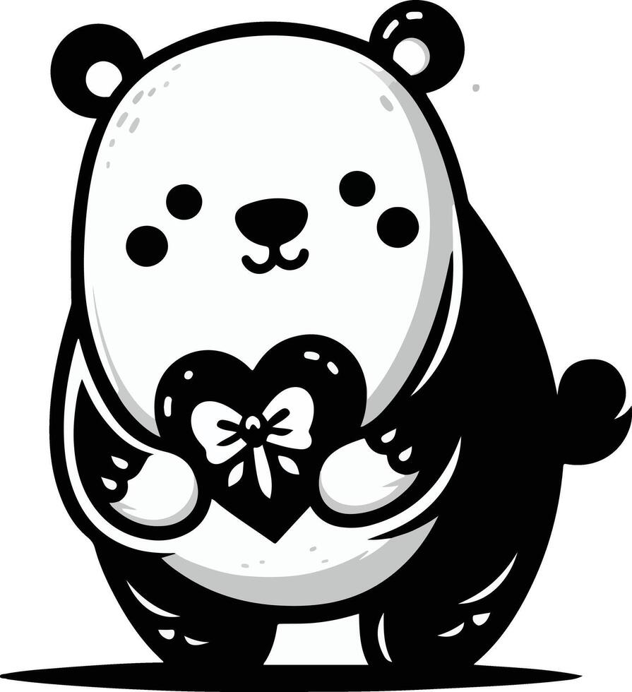Cute Nervous Polar Bear Cartoon Character with Gift Box Illustration vector