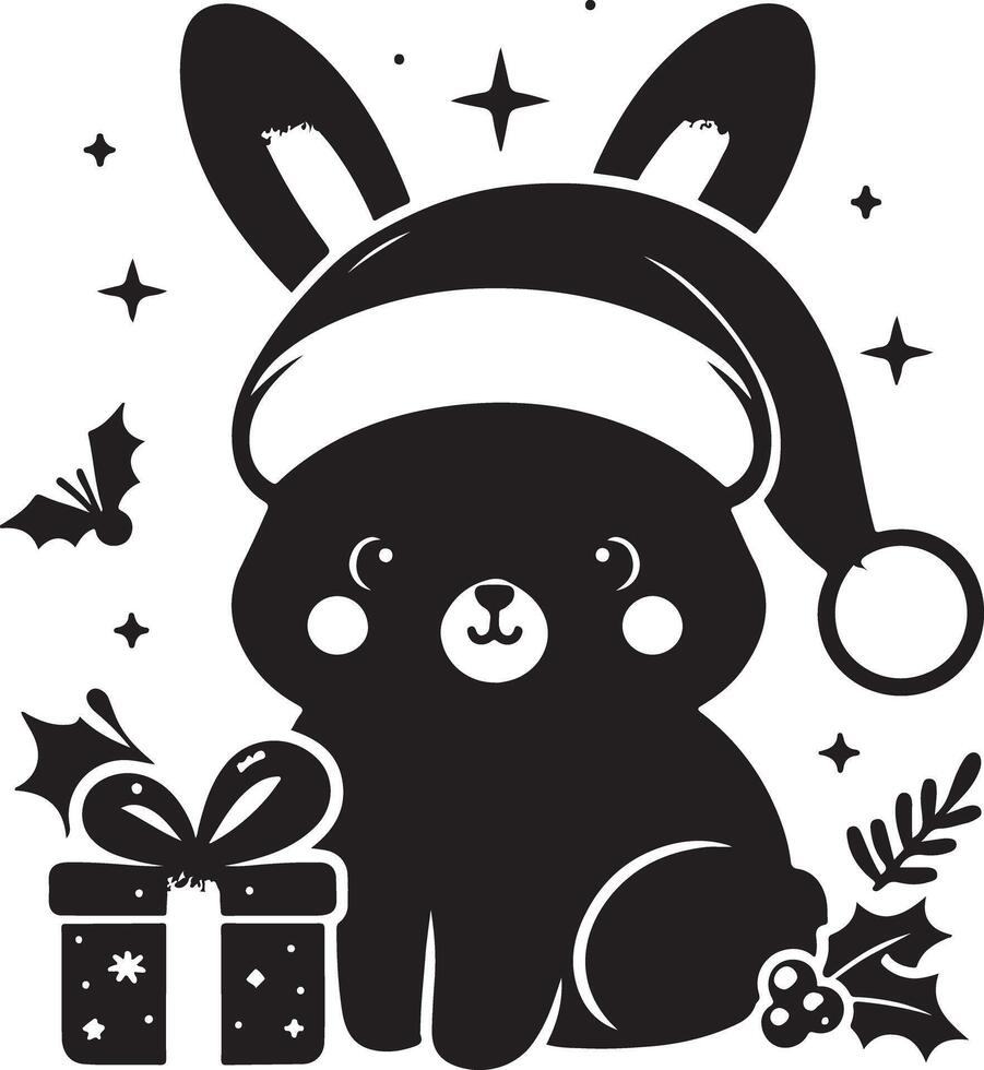 Character set rabbit for decorate in christmas day illustration vector