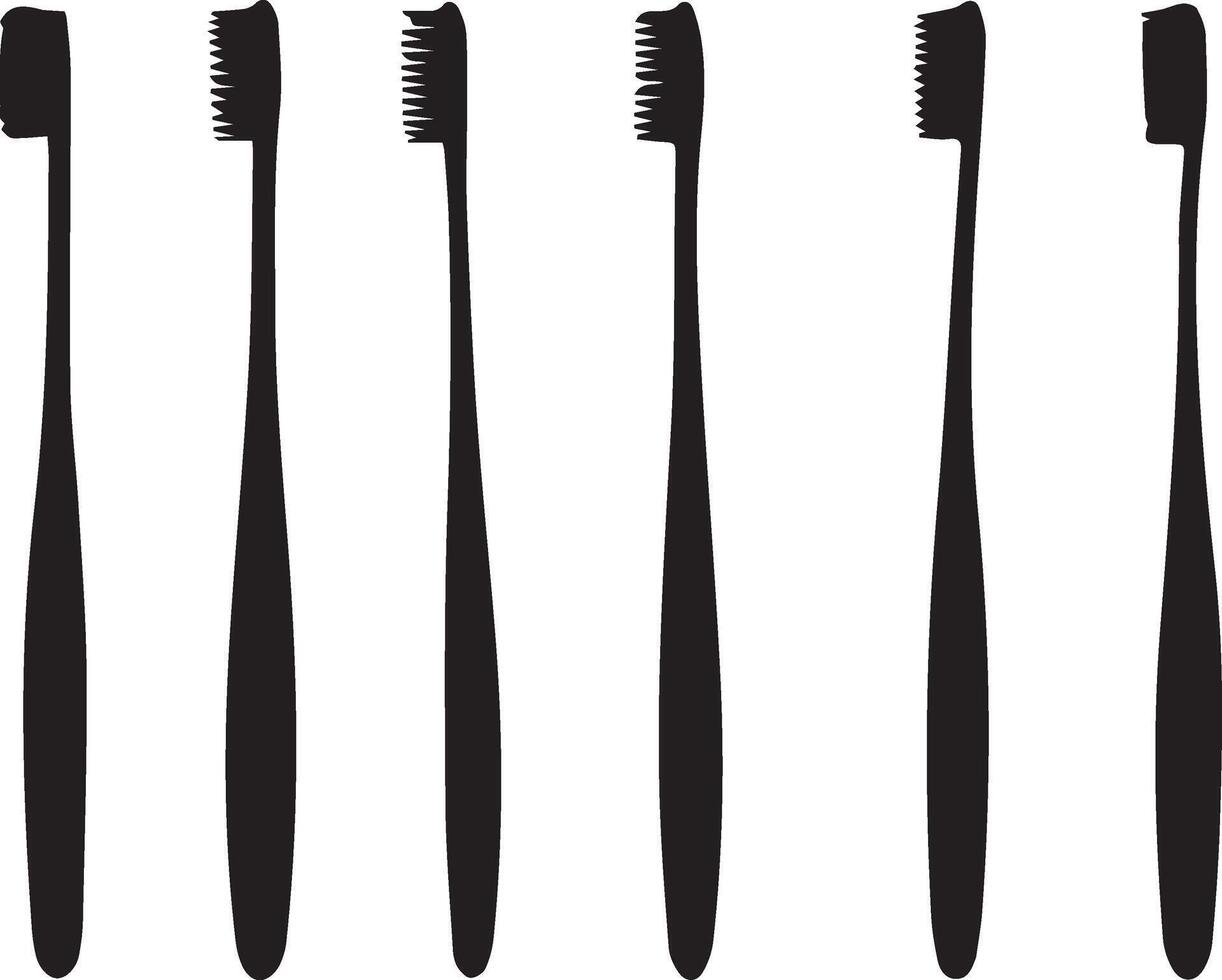 A set of four black and white toothbrushes vector