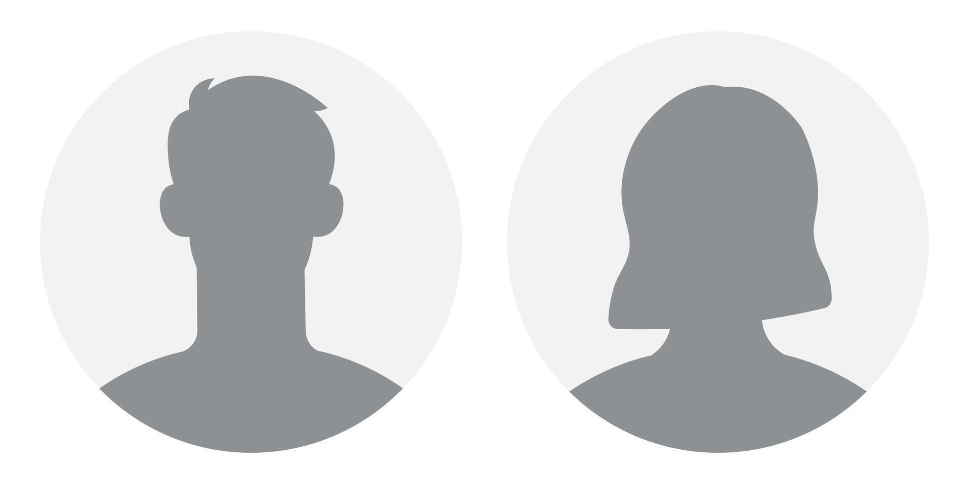 Male and female head outlines minimalist User icon or avatar set representing an anonymous user.Simple outline person for profiles,used in social media or account vector