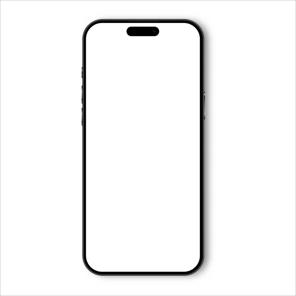 Smartphone mockup, modern mobile phone template, technology icon with blank screen, simple smart design vector