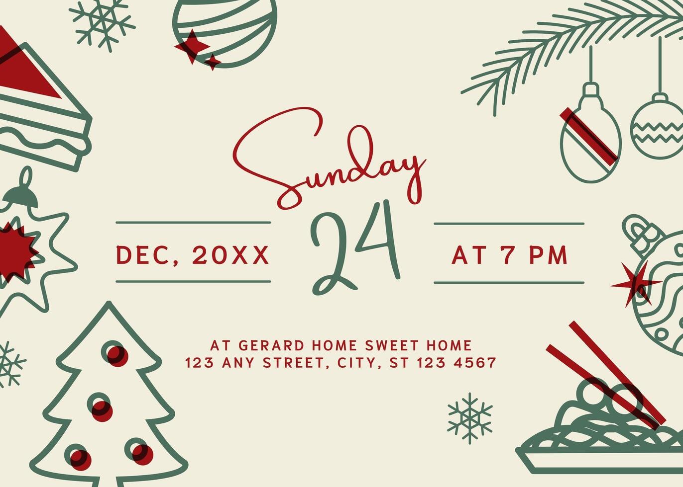 Christmas Dinner Invitation Horizontal Template 51843264 Template