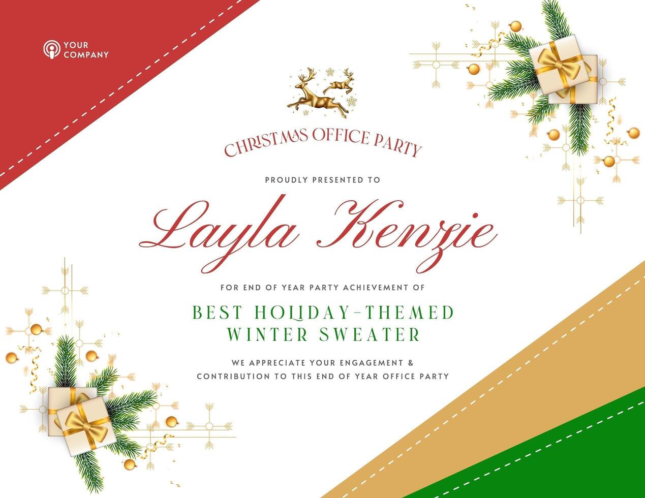 Christmas Office Party Certificate template