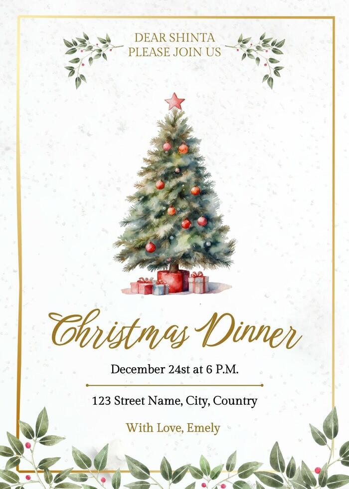Christmas Dinner Invitation template