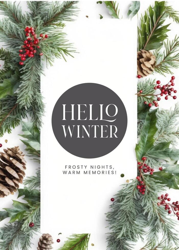 Hello Winter Party Invitation Card template