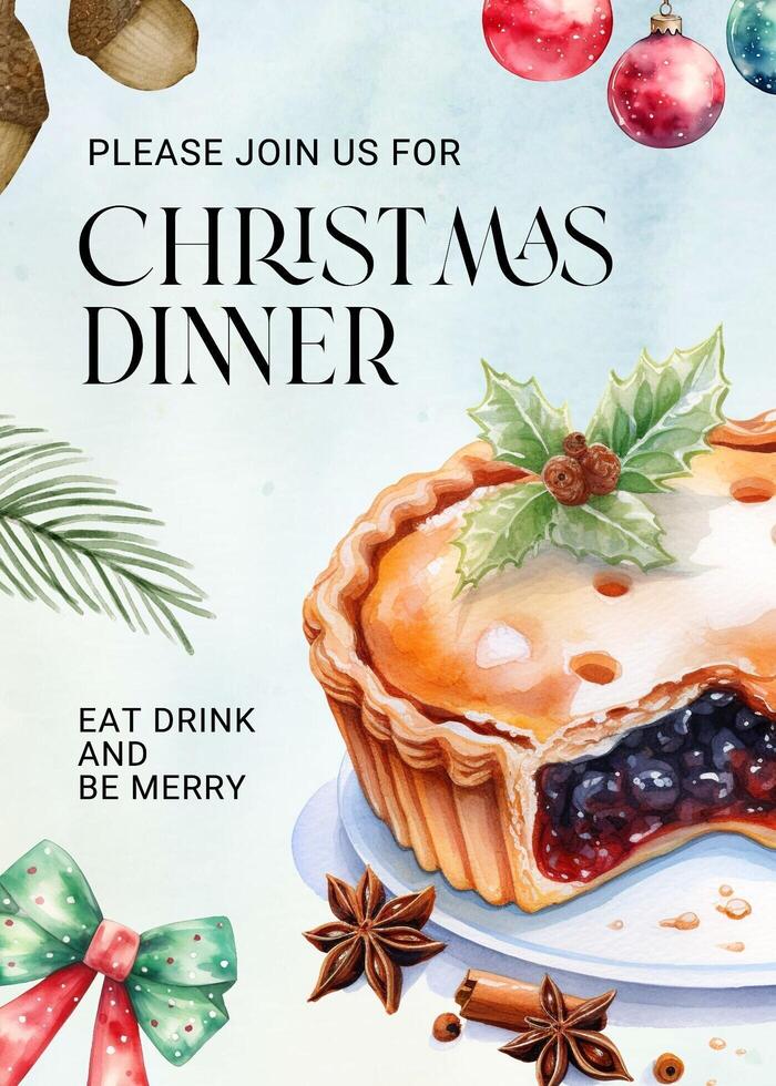 Christmas Dinner Invitation Vertical Template