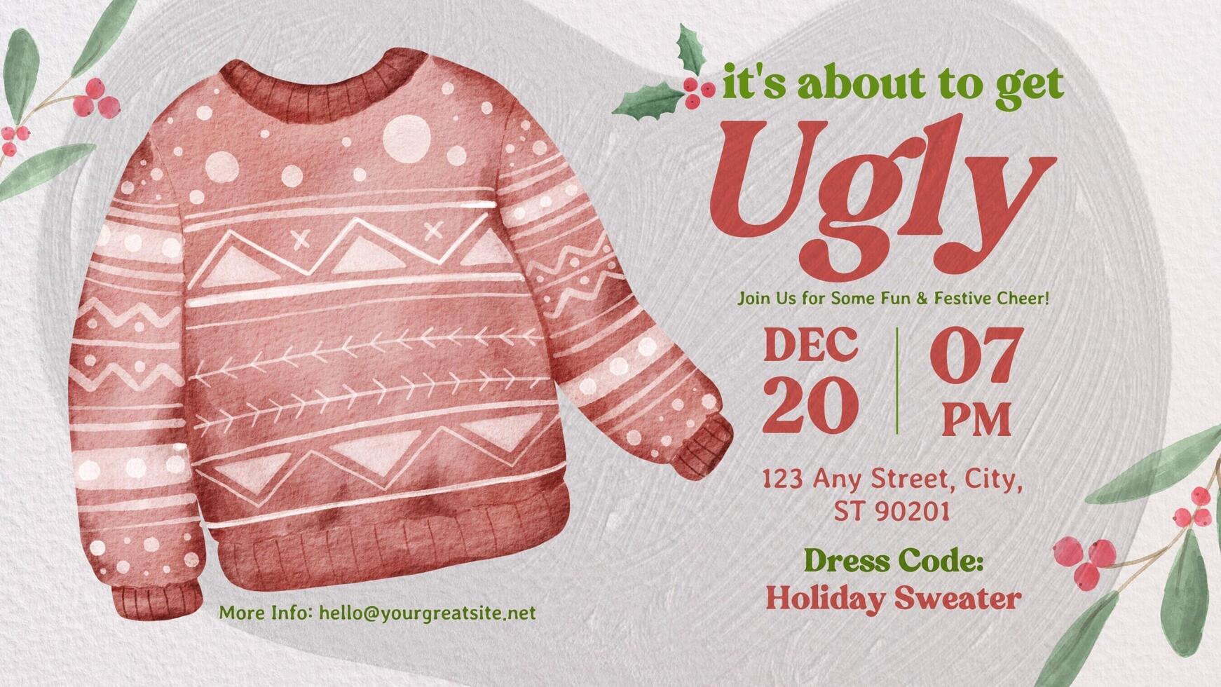 Christmas Ugly Sweater Party Invitation for Twitter Post template