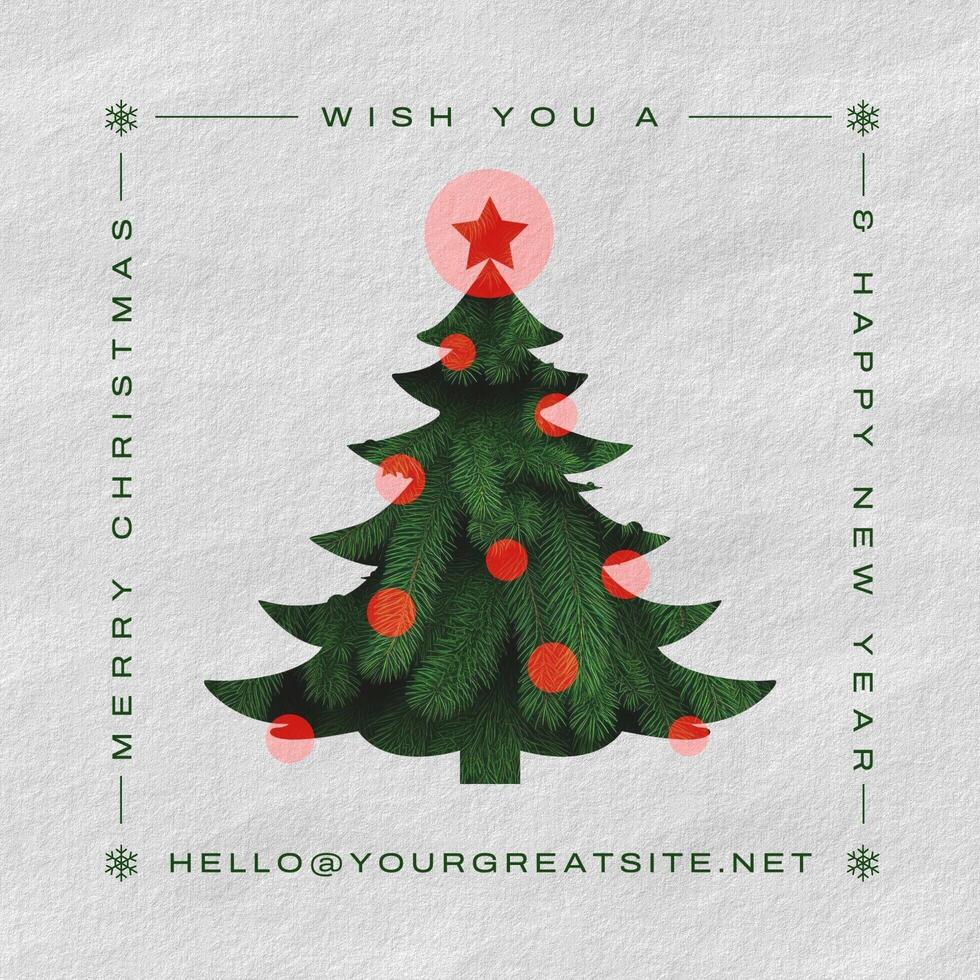 Minimalist Merry Christmas and Happy New Year Greeting for Instagram Post template