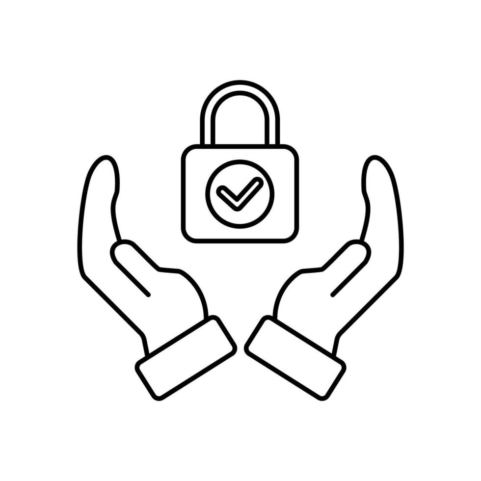 secured concept line icon. Simple element illustration. secured concept outline symbol design. vector