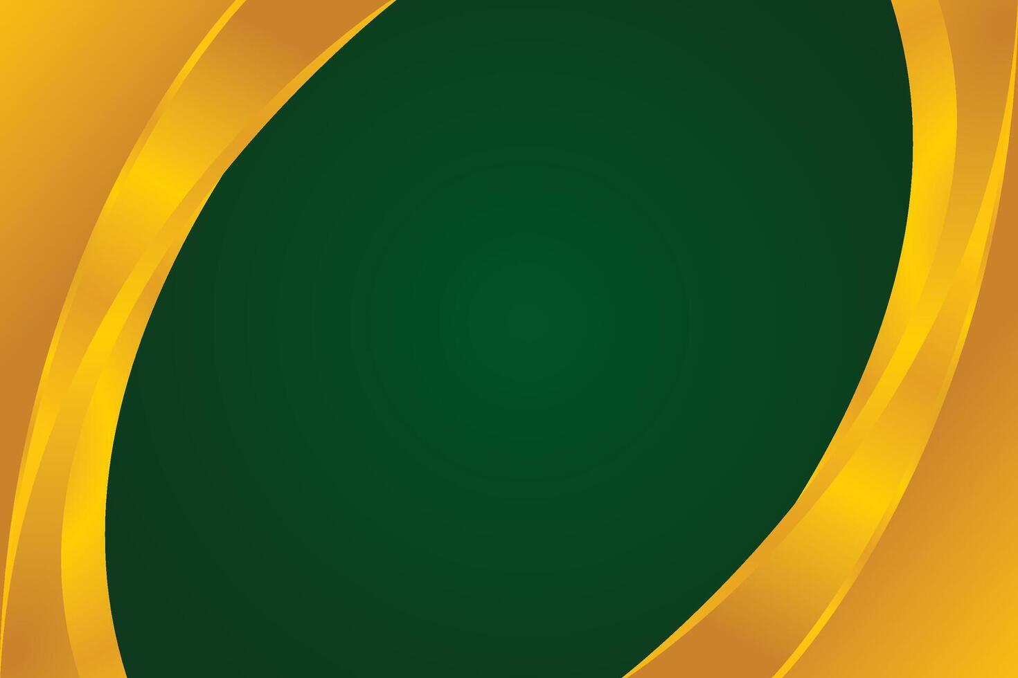 Green background template with golden shape vector