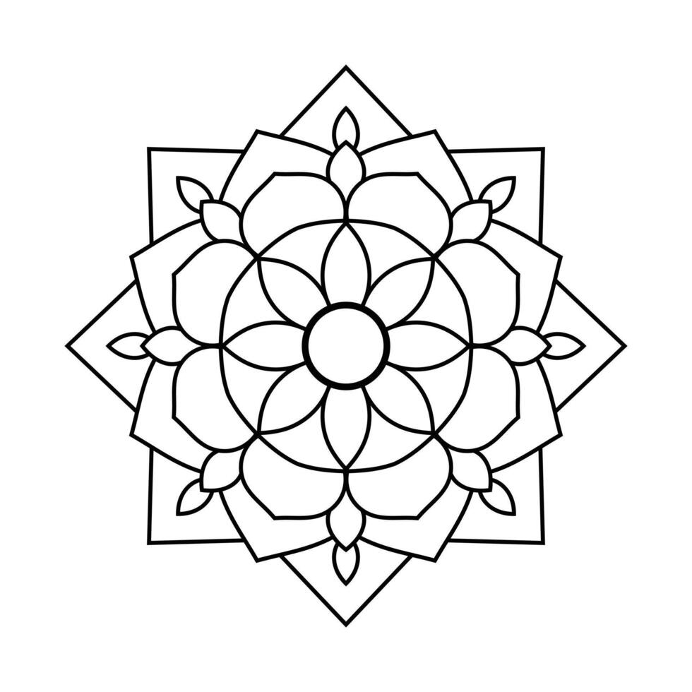 Complex Mandala with Geometric Shapes for Coloring Book Page vector