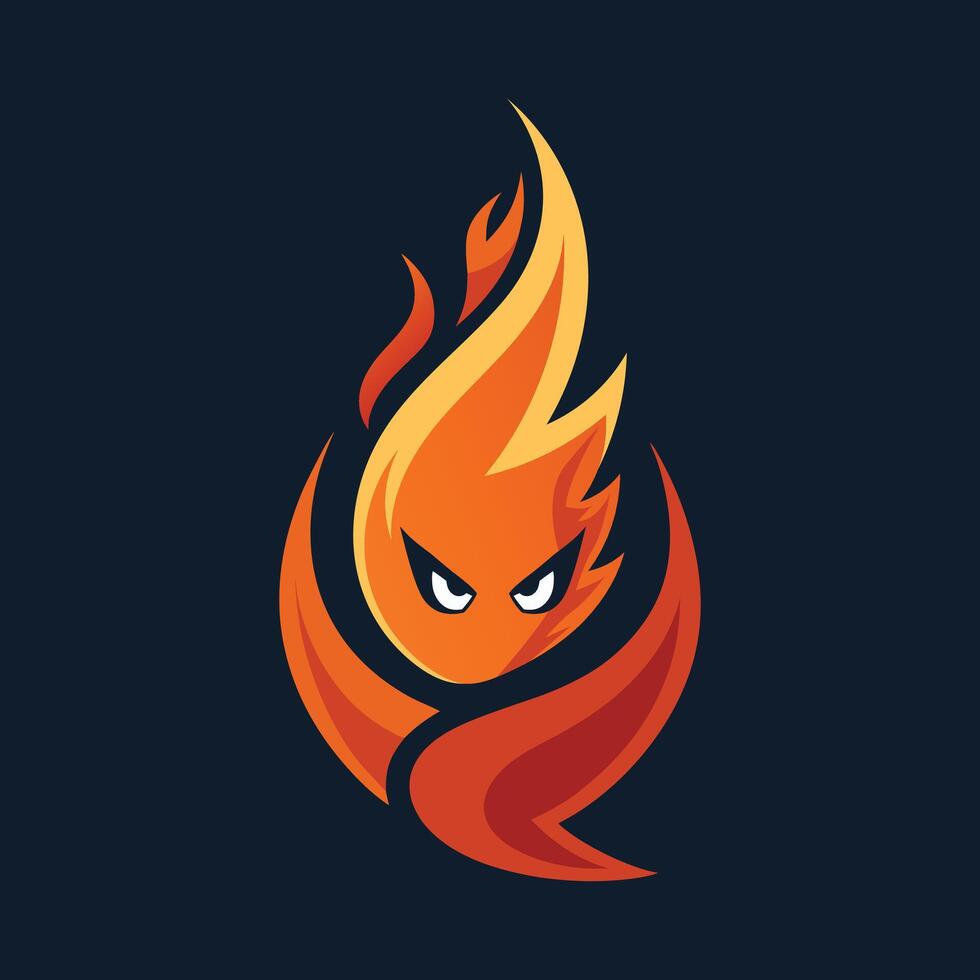Fierce Flame Mascot Logo Icon - Modern Fiery Character Design vector
