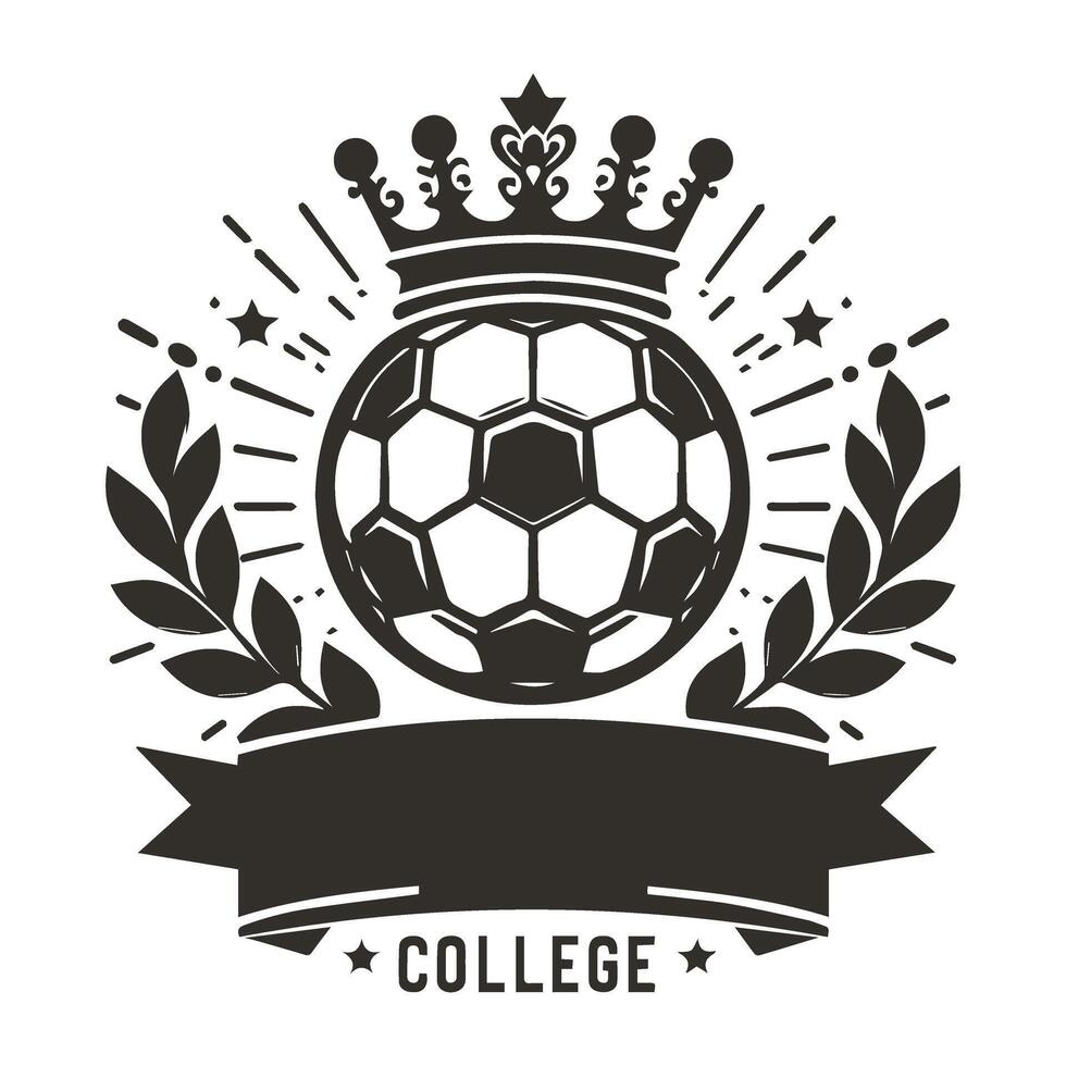 A soccer ball with a crown and laurels on it vector