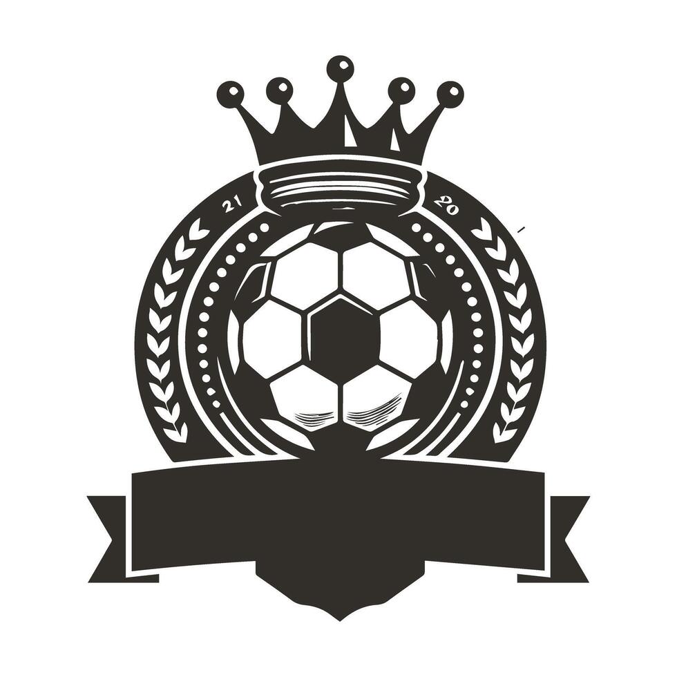 A soccer ball with a crown and ribbon on a white background vector