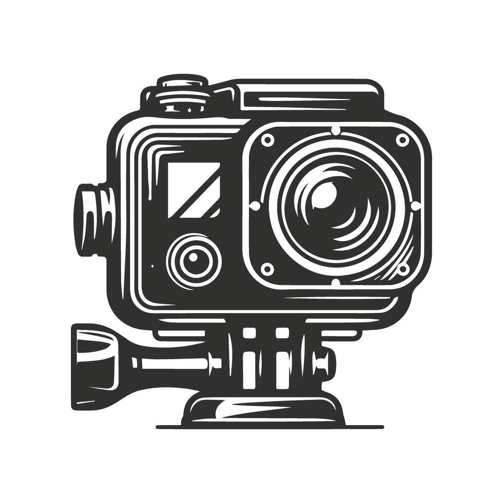 Retro Style Action Camera Sketch vector