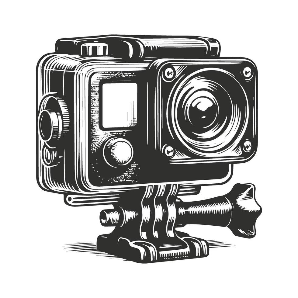 Action Camera Vintage Style Drawing vector