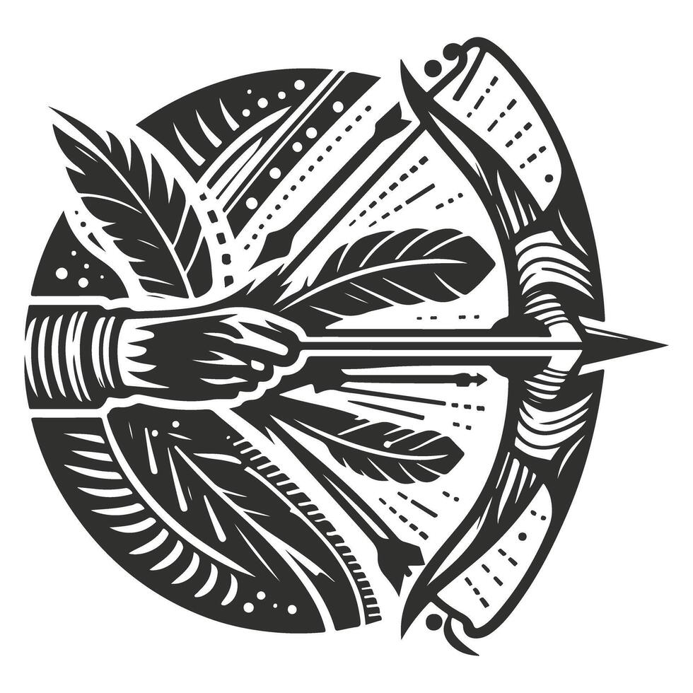 Stylized Bow and Arrow Sketch vector