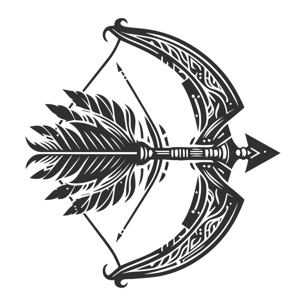 Hand Drawn Traditional Bow and Arrow vector