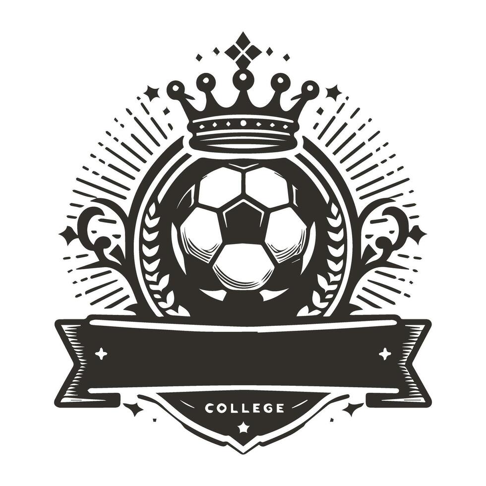 A soccer ball with a crown and ribbon in the middle vector