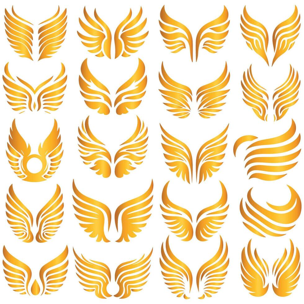 Elegant Feather Wings Icon Set vector