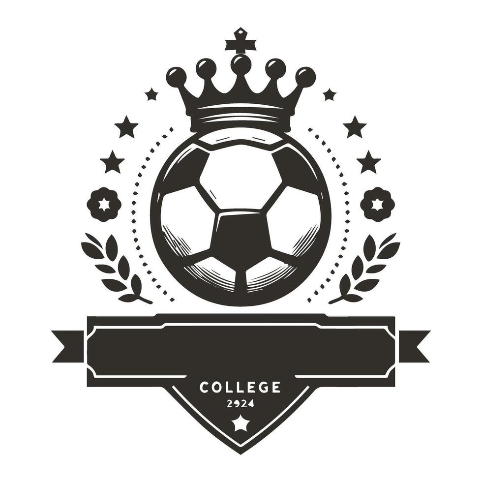 A soccer ball with a crown and ribbon on a white background vector