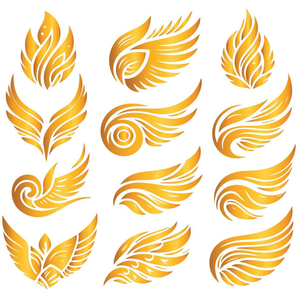 Feather Wings Icons Collection vector