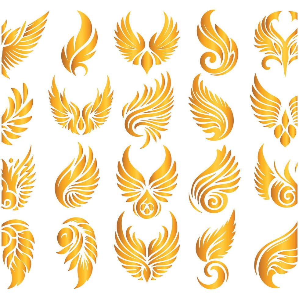 Golden wings set vector