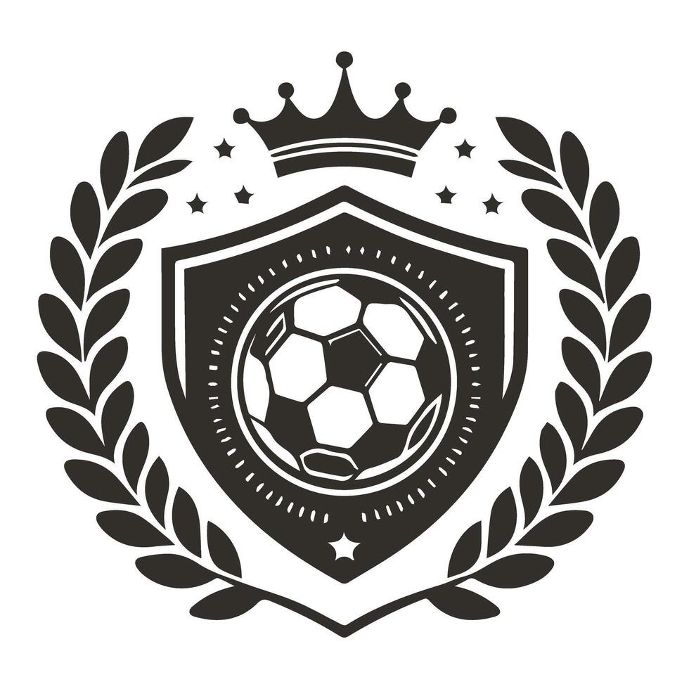 A soccer ball with a crown and laurel wreath vector