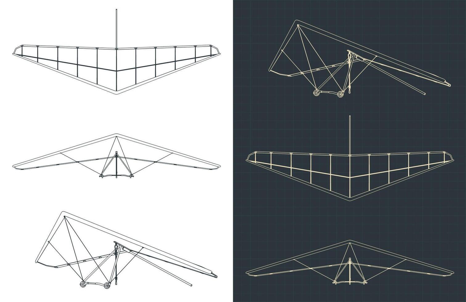 Hang glider blueprints vector