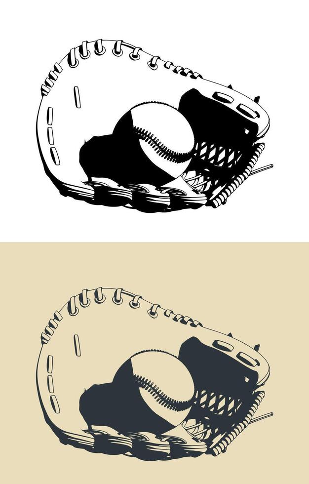 Catcher's mitt with ball vector