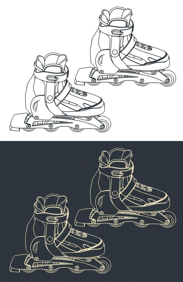 Roller skates blueprints vector