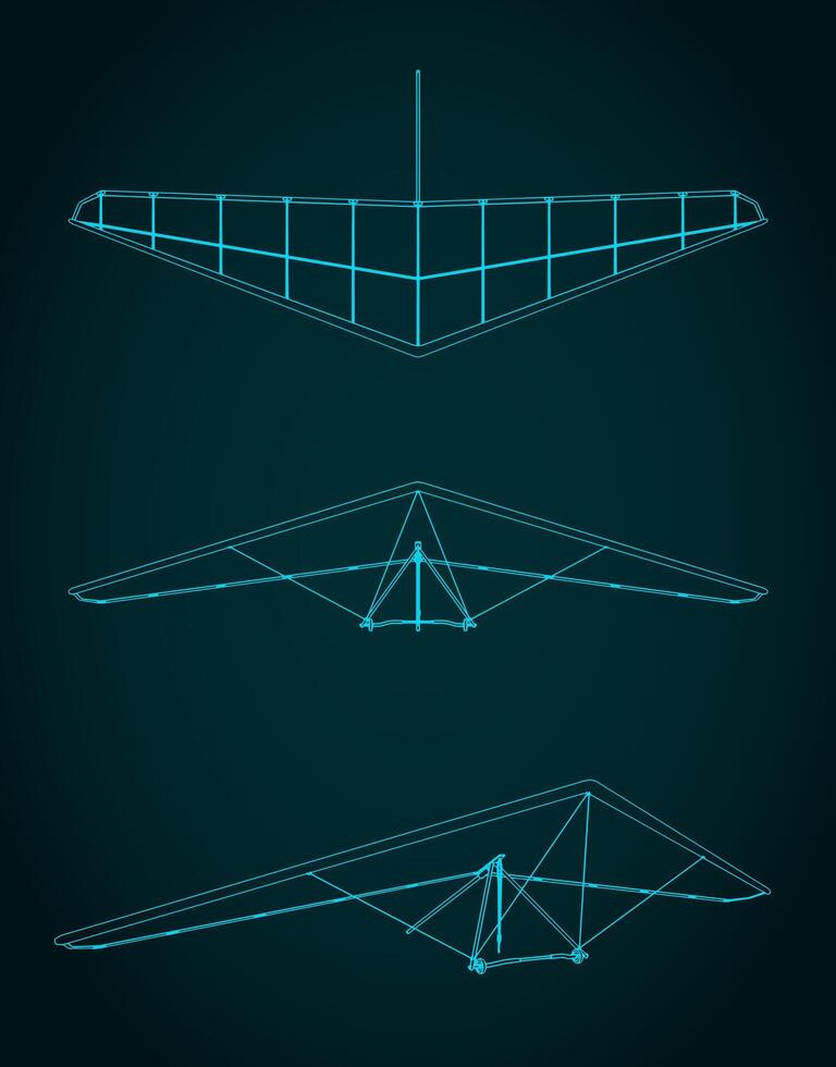 Hang glider blueprints illustration vector
