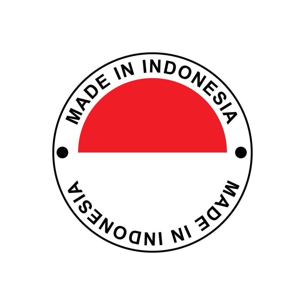 MADE IN Indonesia circle stamp with flag vector