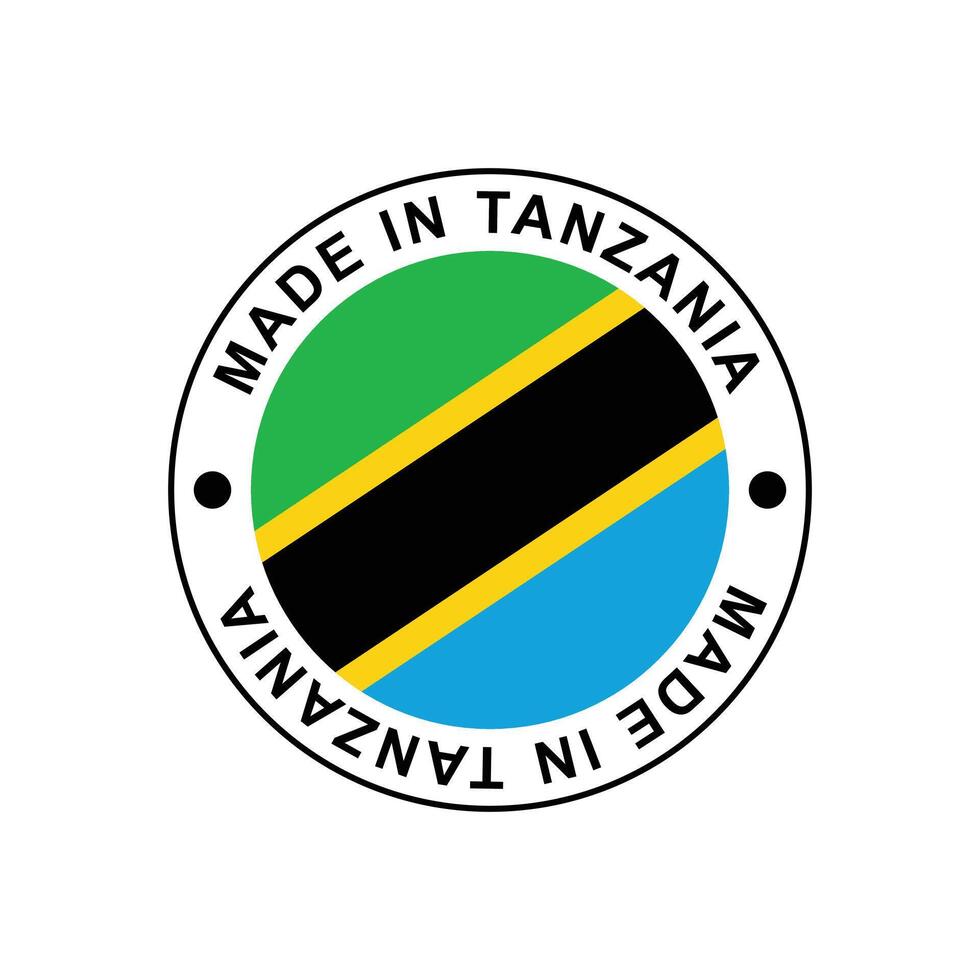 MADE IN Tanzania circle stamp with flag vector