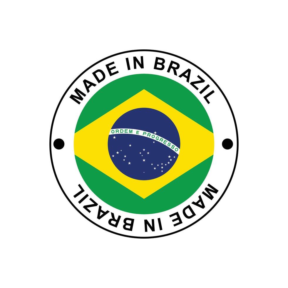 MADE IN Brazil circle stamp with flag vector