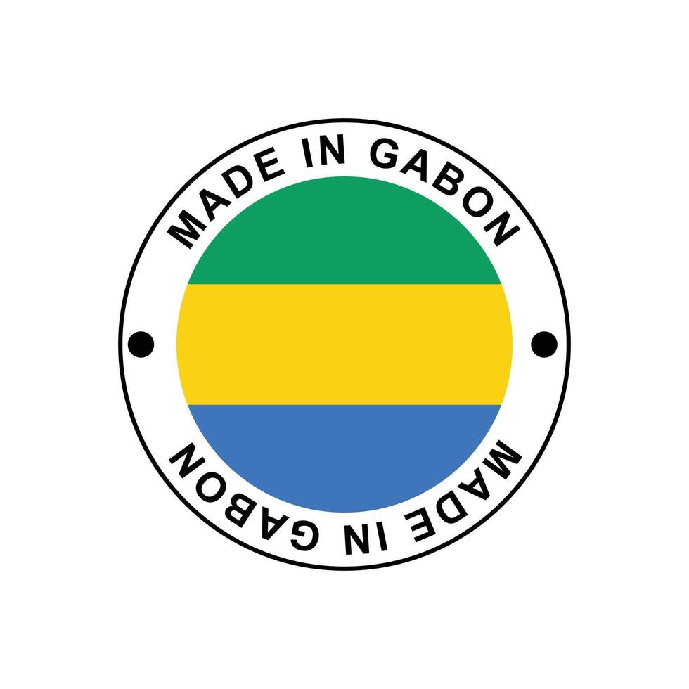 MADE IN Gabon circle stamp with flag vector