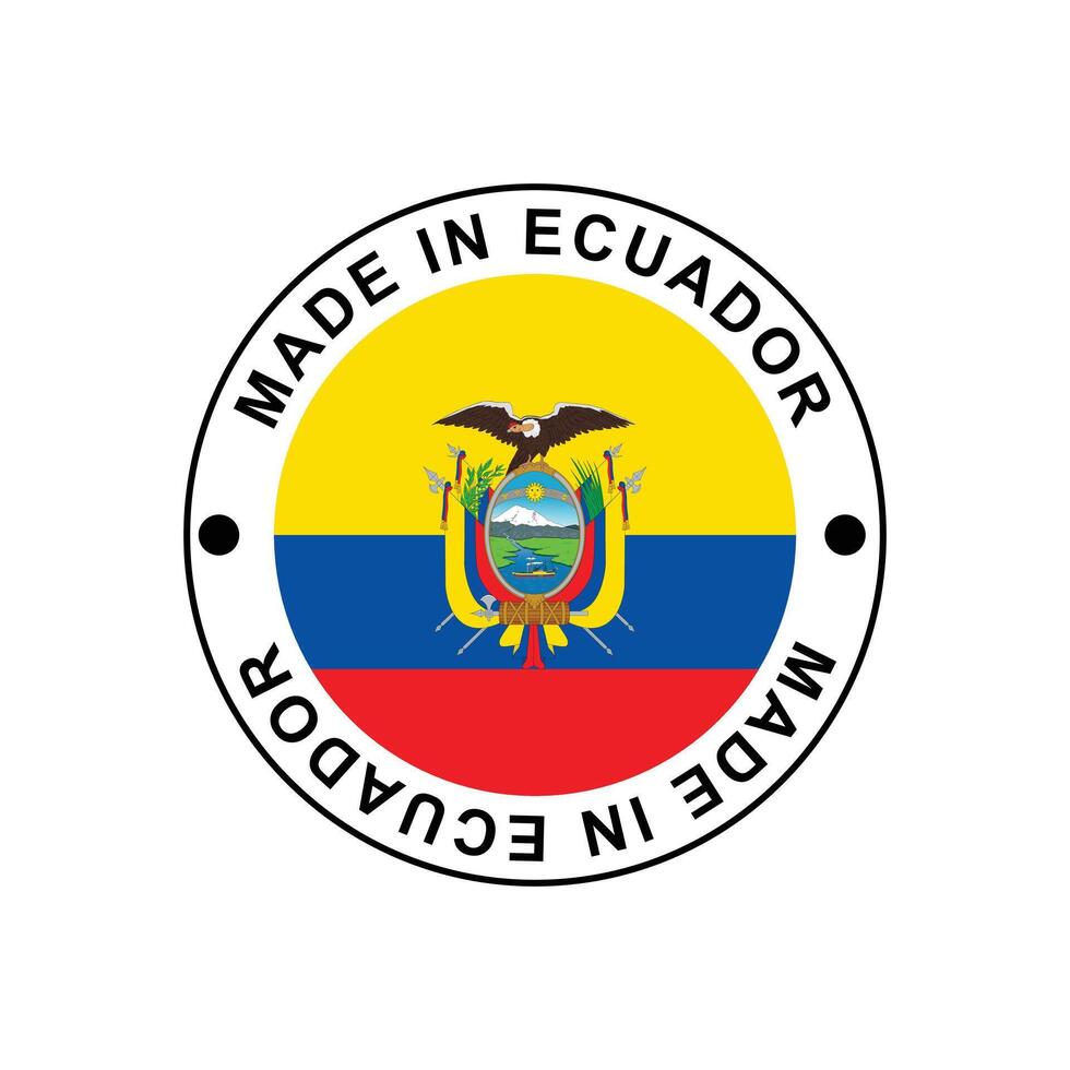 MADE IN Ecuador circle stamp with flag vector