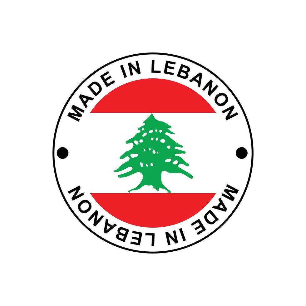 MADE IN Lebanon circle stamp with flag vector