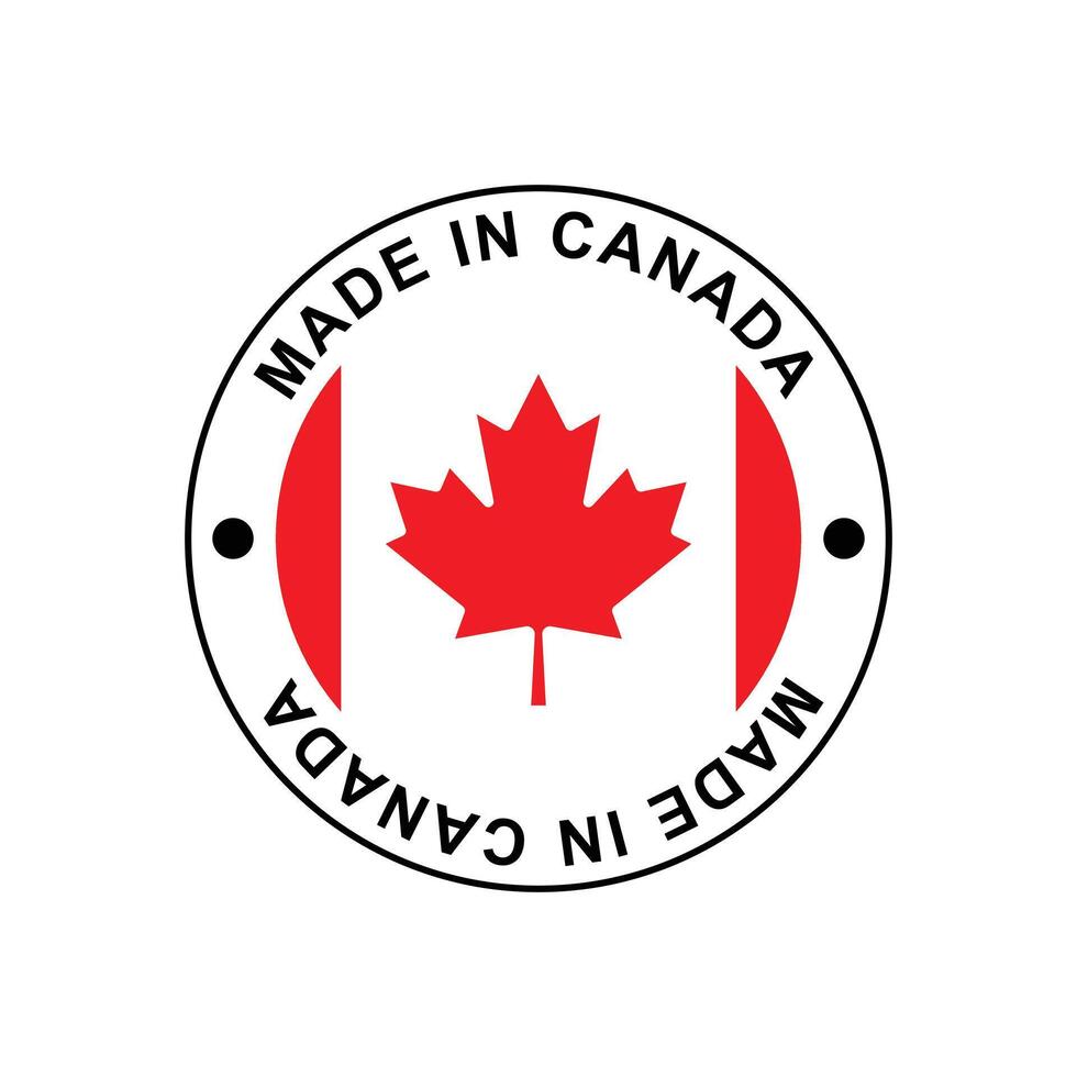 MADE IN Canada circle stamp with flag vector