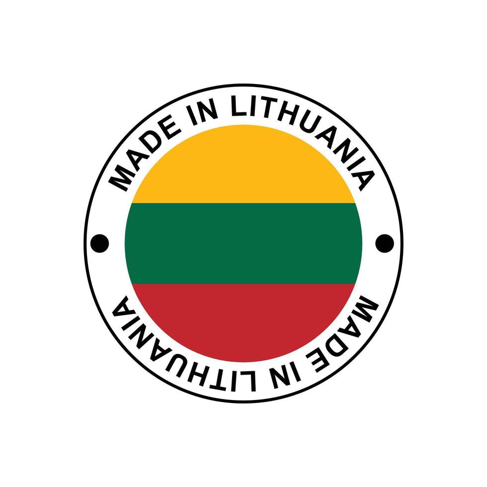 MADE IN Lithuania circle stamp with flag vector