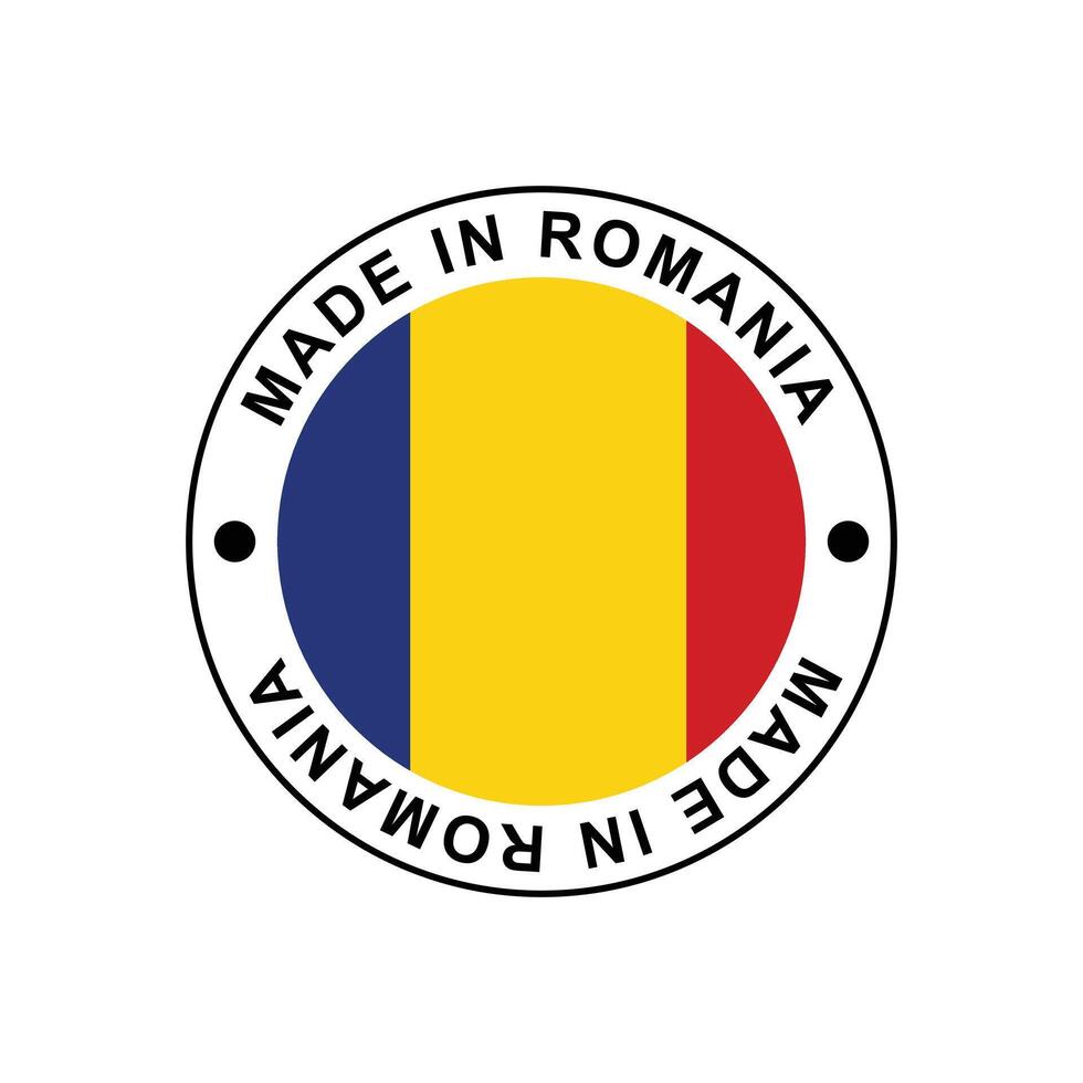 MADE IN Romania circle stamp with flag vector